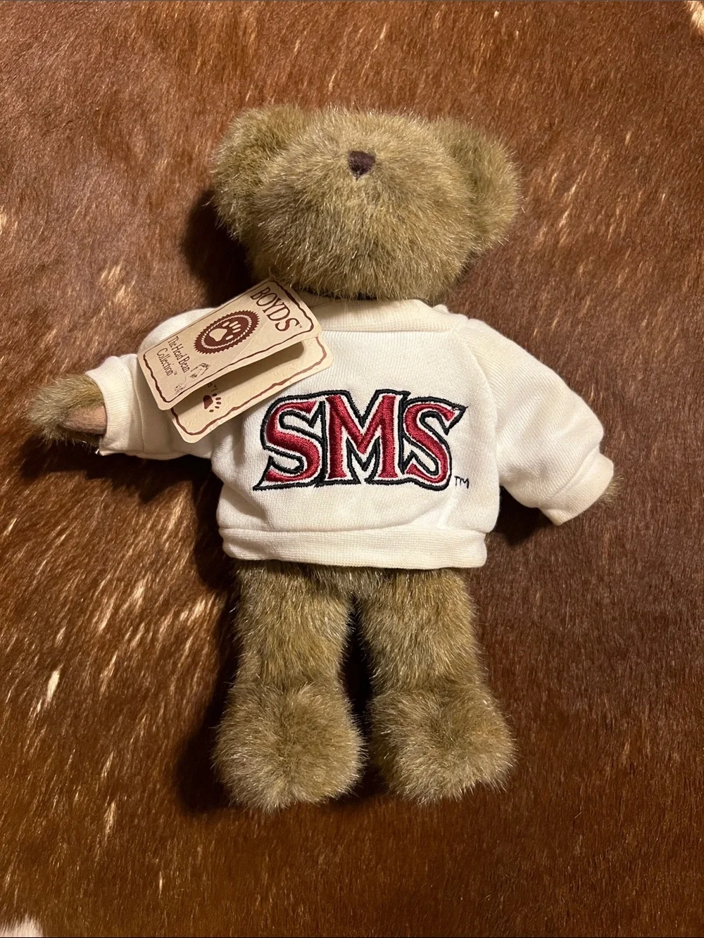 Boyds Bears Brown Plush Teddy in White SMS Sweatshirt